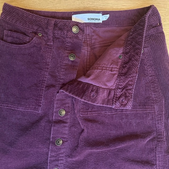 Sonoma Burgundy Corduroy Button-Front Skirt - Picture 5 of 5